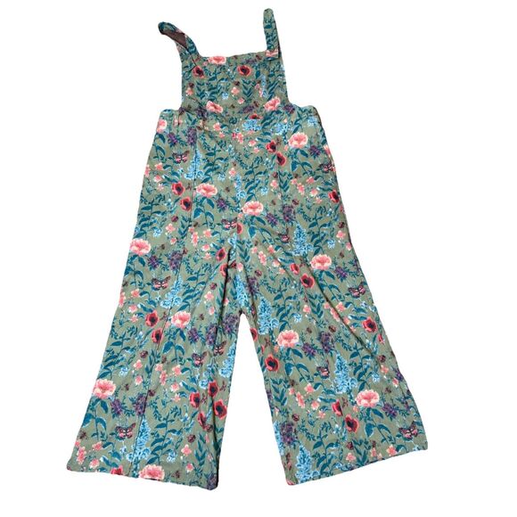 cider Pants - Cider Women’s Corduroy Floral Wide Leg Overalls Plus Size 2X 2XL Green Flowers